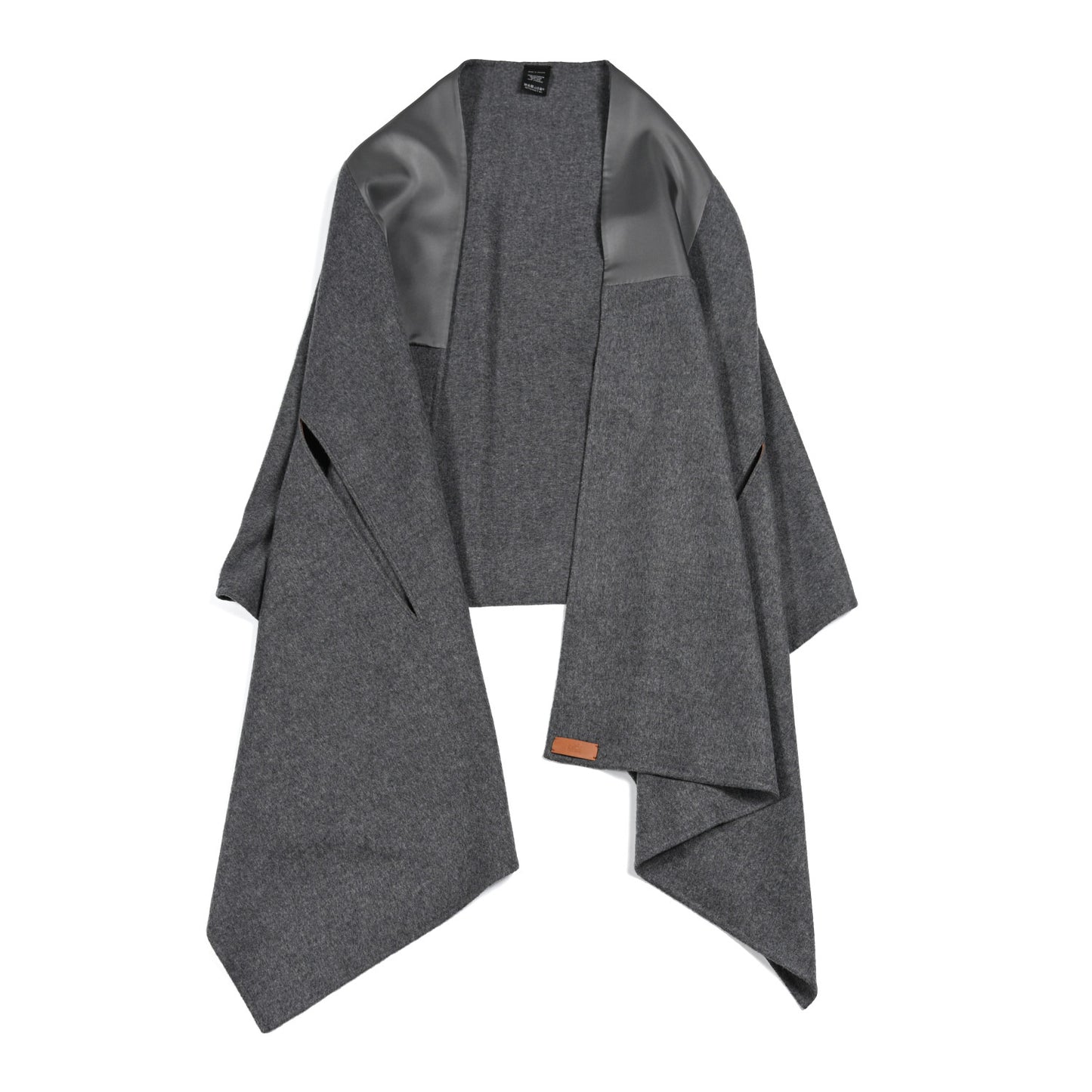 Cashmere Twill Double Face Applique Stole Scarf Gris