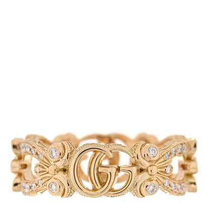 Gucci 18K Yellow Gold Diamond Flora Ring 50 5.5 3 of 4