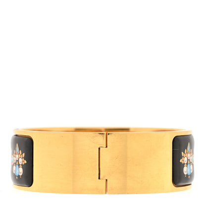Hermes Enamel Printed Wide Grand Bracelet Black Multi 3 of 4
