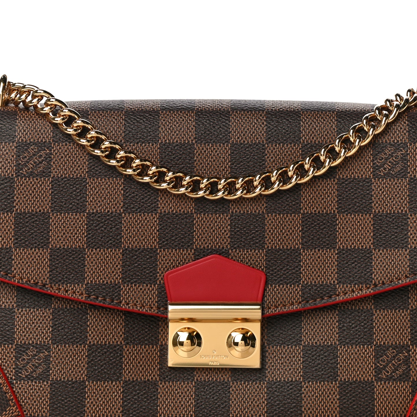 Damier Ebene Caissa Clutch Cherry