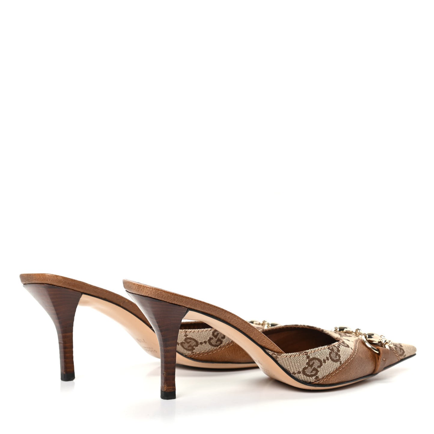 Monogram GG Horsebit Mules 7.5 Brown
