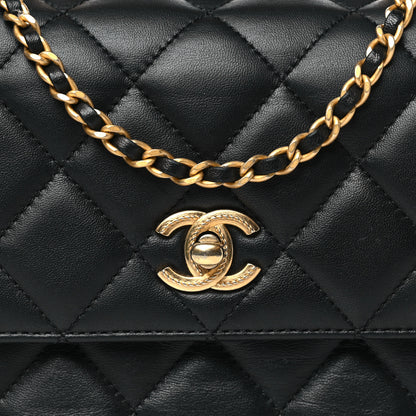 Chanel Lambskin Metal Quilted Twist Top Handle Flap With Chain Black 8 of 10