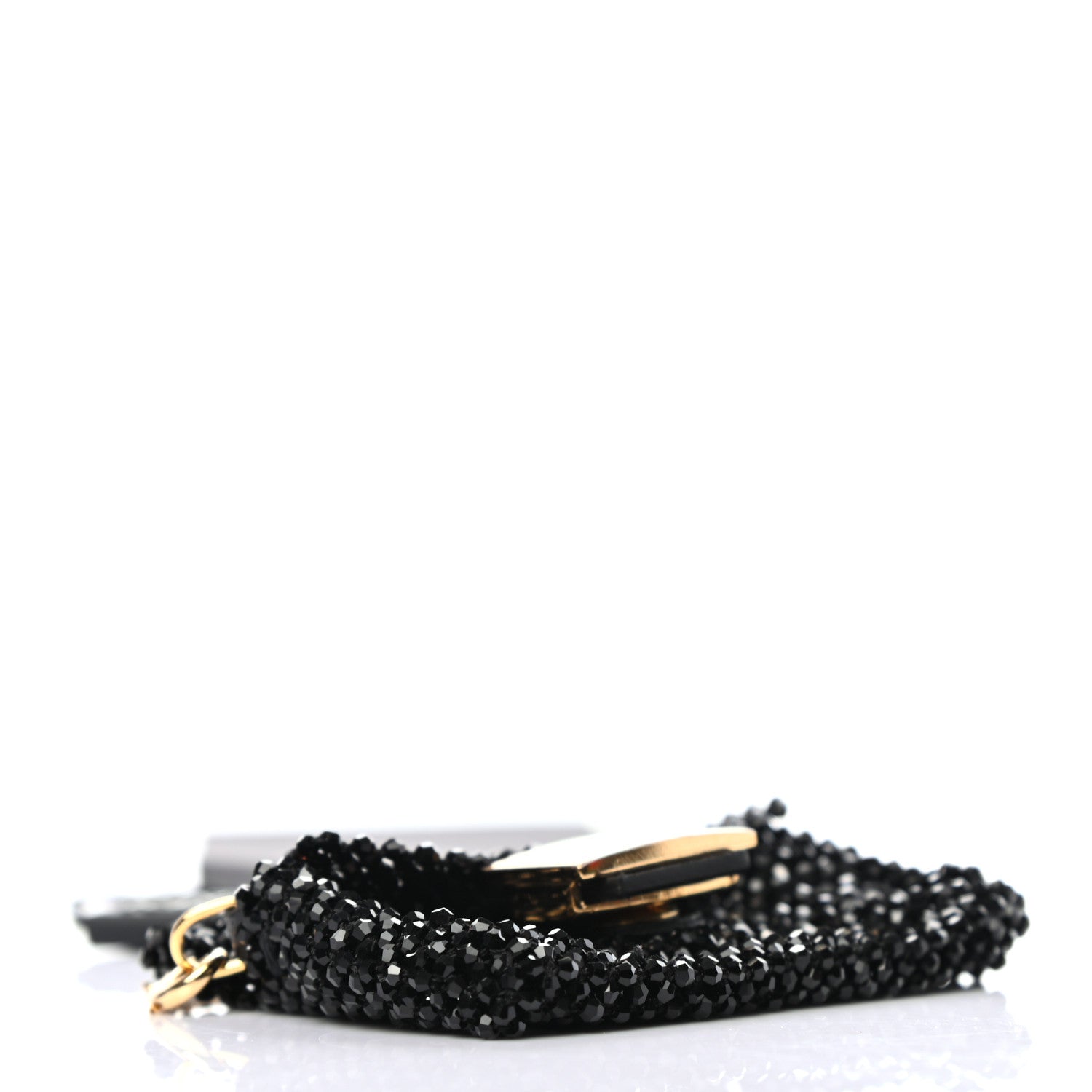 Fendi Crystal Vitello King Beaded Mini Pico Baguette Charm Black 3 of 6