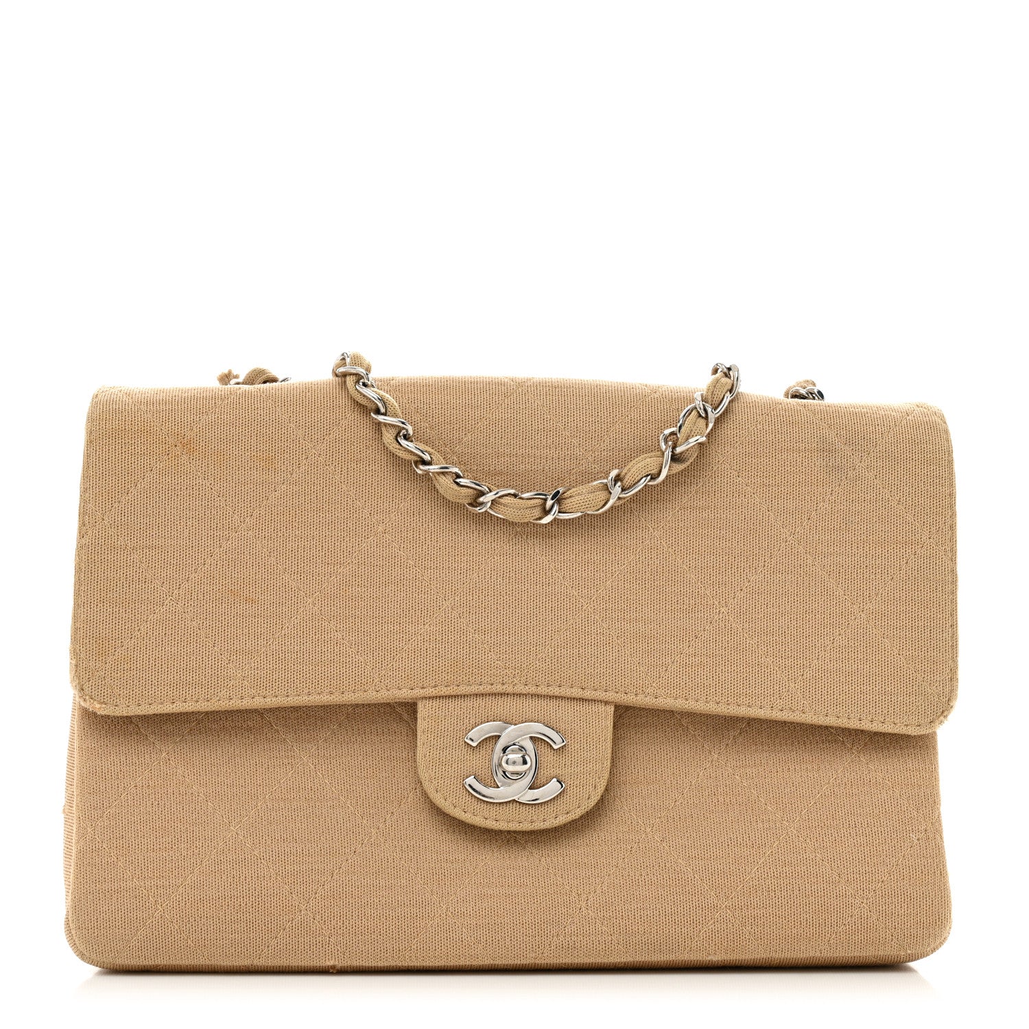 Chanel Jersey Quilted Medium Single Flap Beige 1 of 15