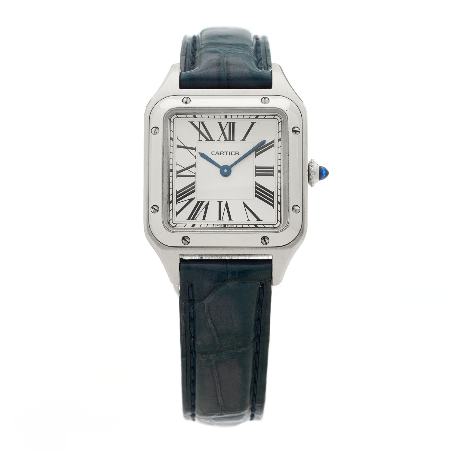 Cartier Stainless Steel Alligator 27.5mm Santos Dumont Quartz Watch 1 of 5