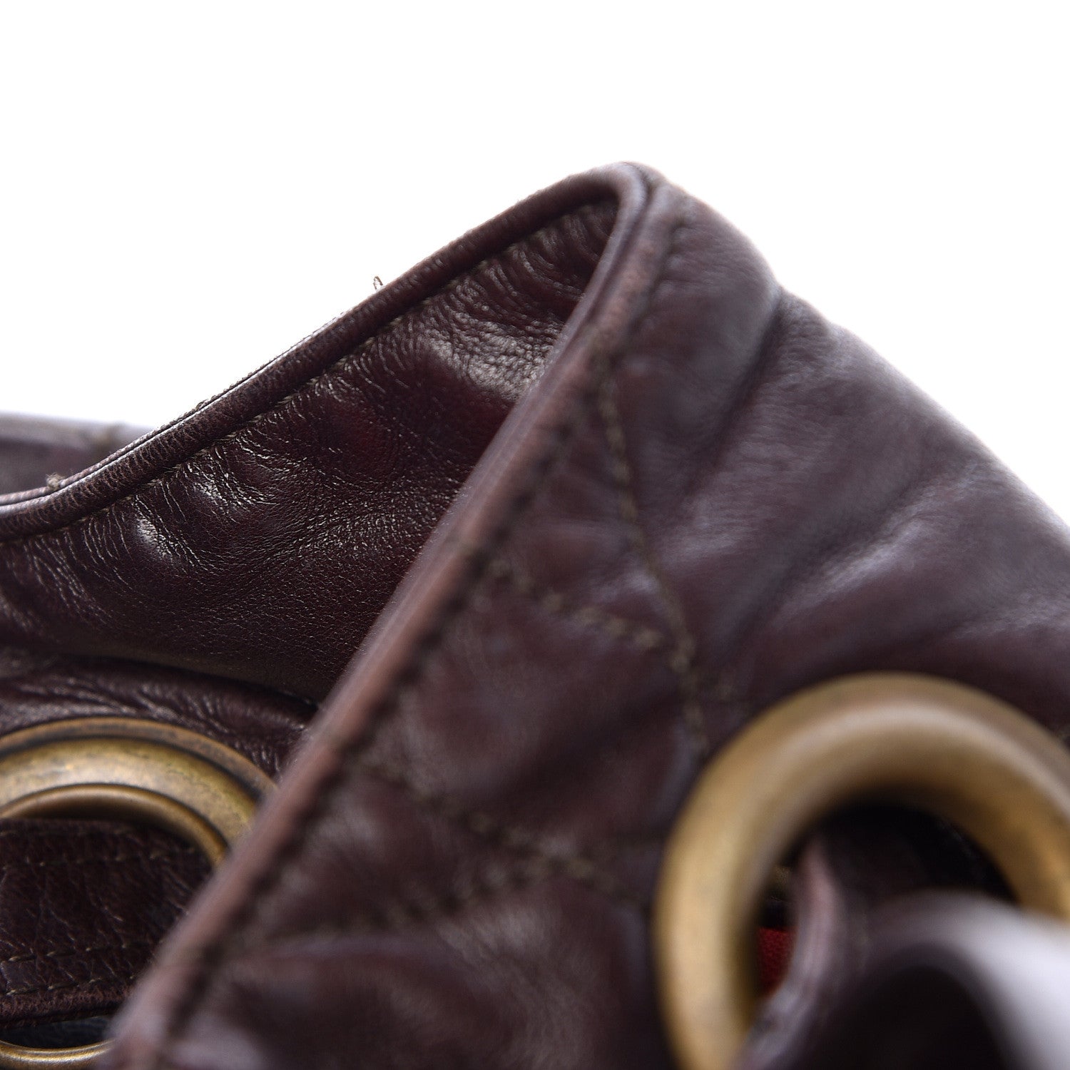Christian Dior Lambskin Cannage Drawstring Bag Dark Brown 8 of 13