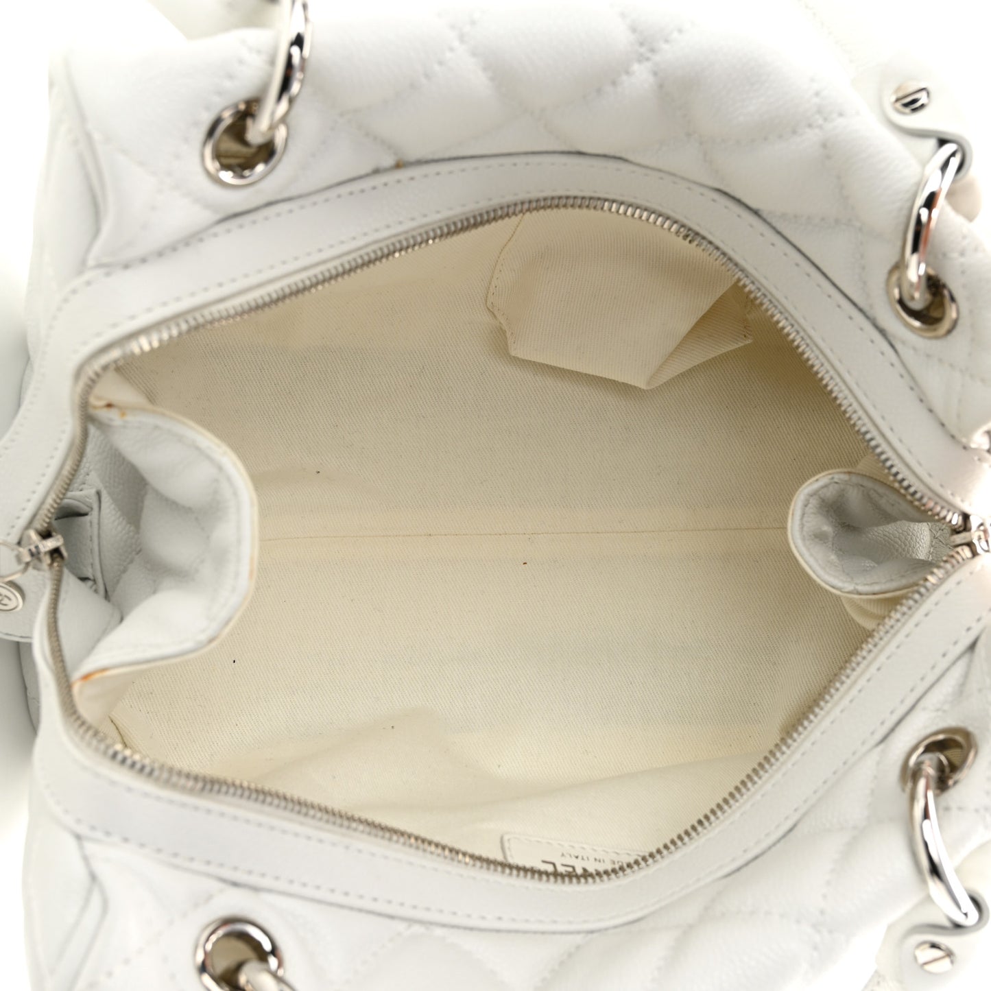 Caviar Quilted CC Timeless Bowler White