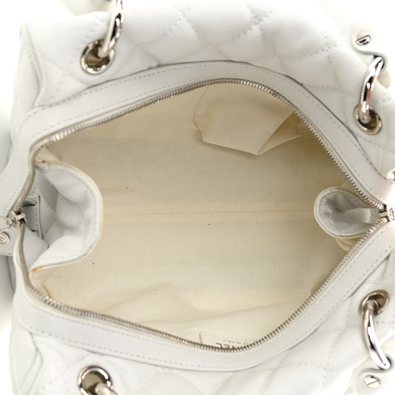 Chanel Caviar Quilted CC Timeless Bowler White 5 of 10
