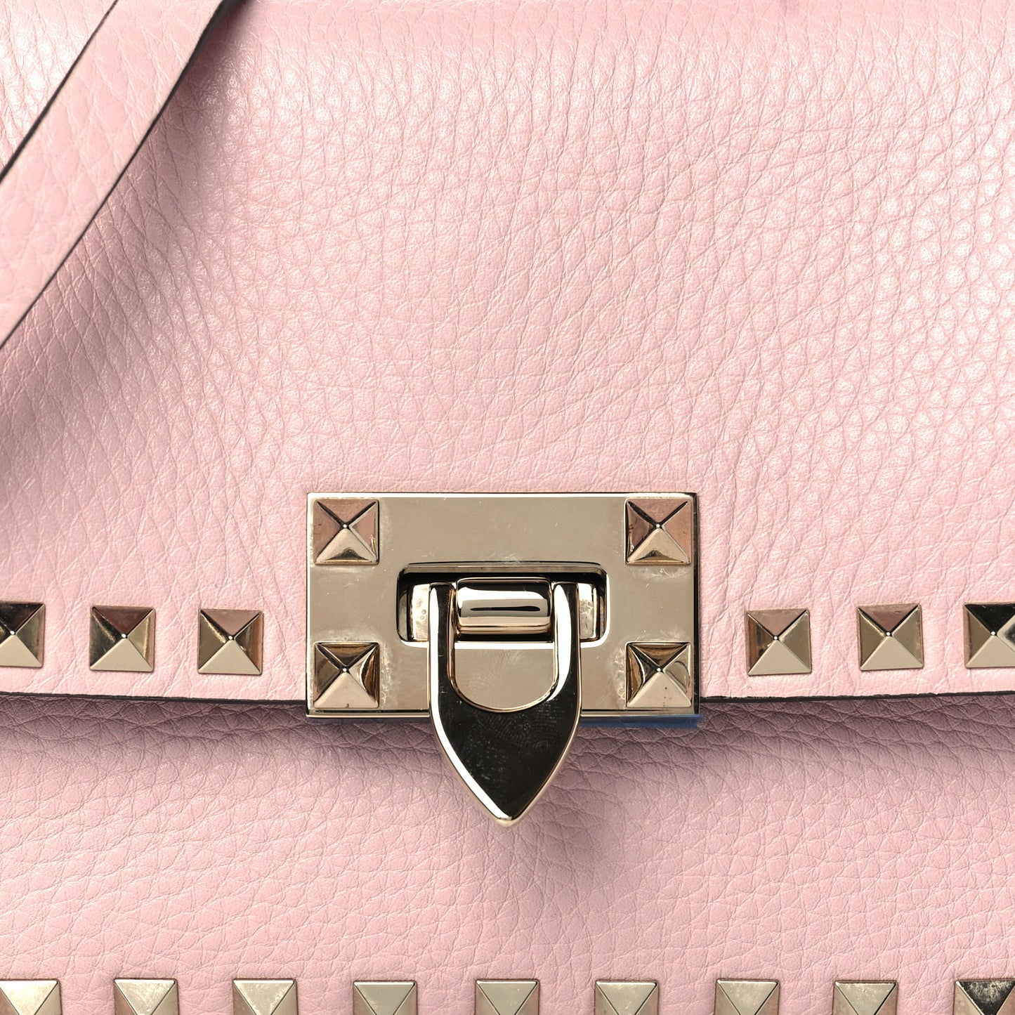 Grainy Calfskin Small Rockstud Top Handle Bag Rose Quartz