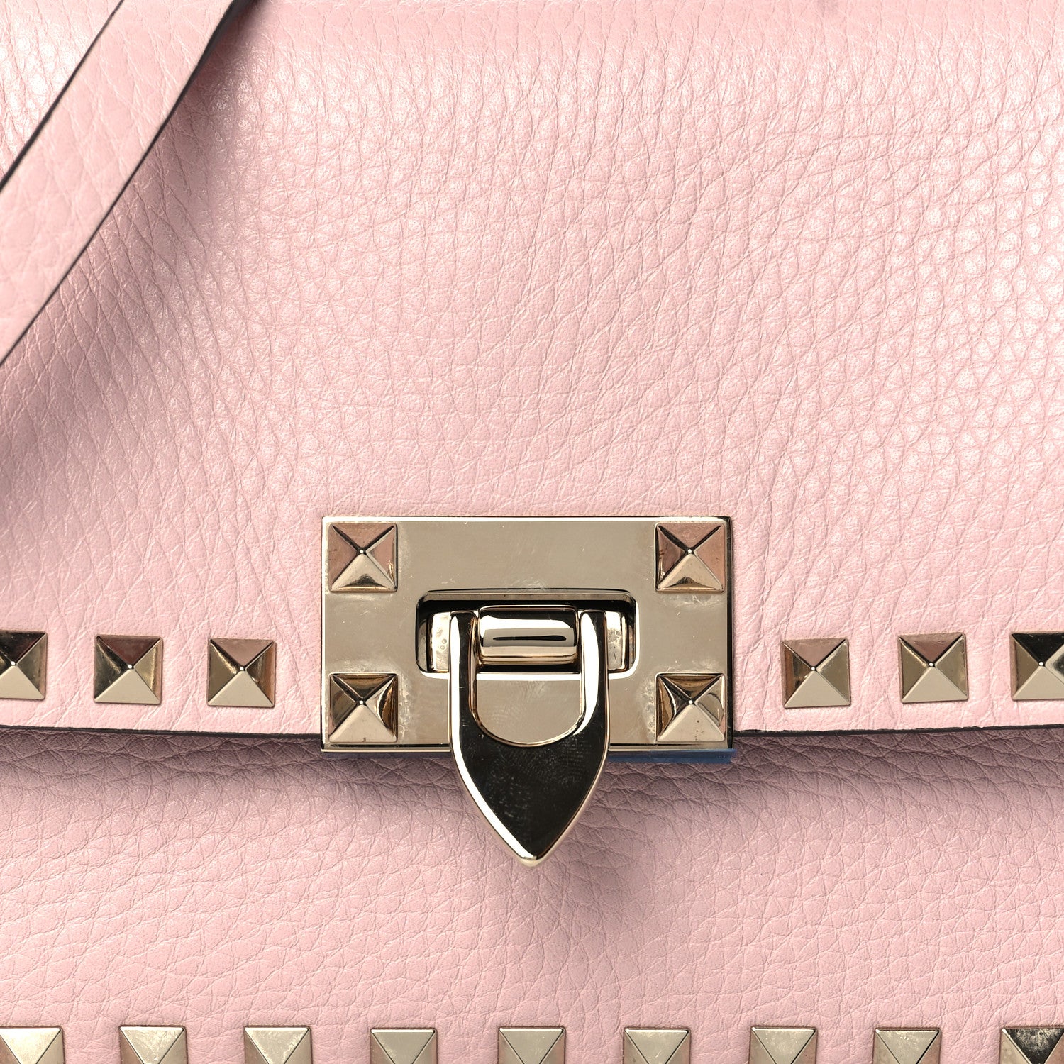 Valentino Garavani Grainy Calfskin Small Rockstud Top Handle Bag Rose Quartz 7 of 9