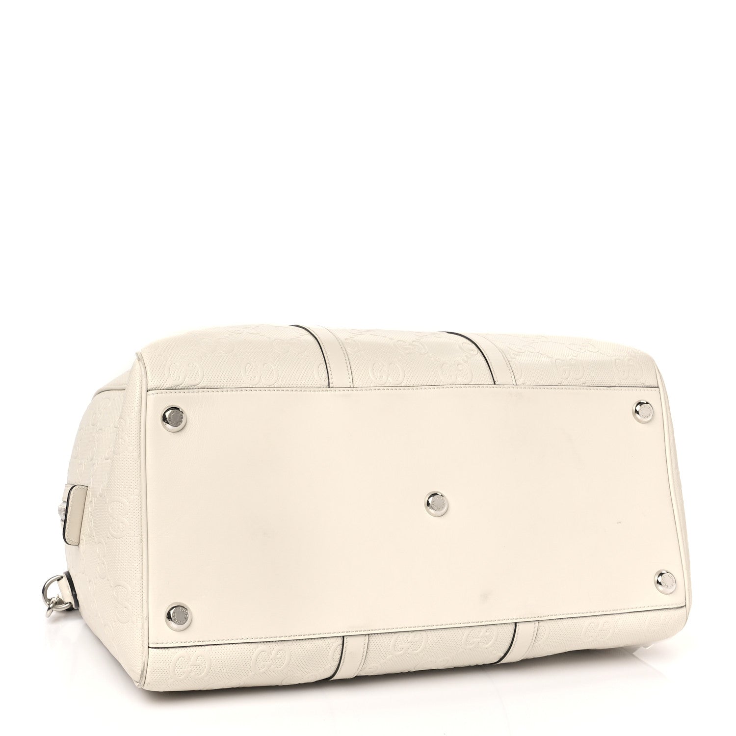 Gucci Calfskin GG Tennis Embossed Duffle Bag Mystic White 3 of 11