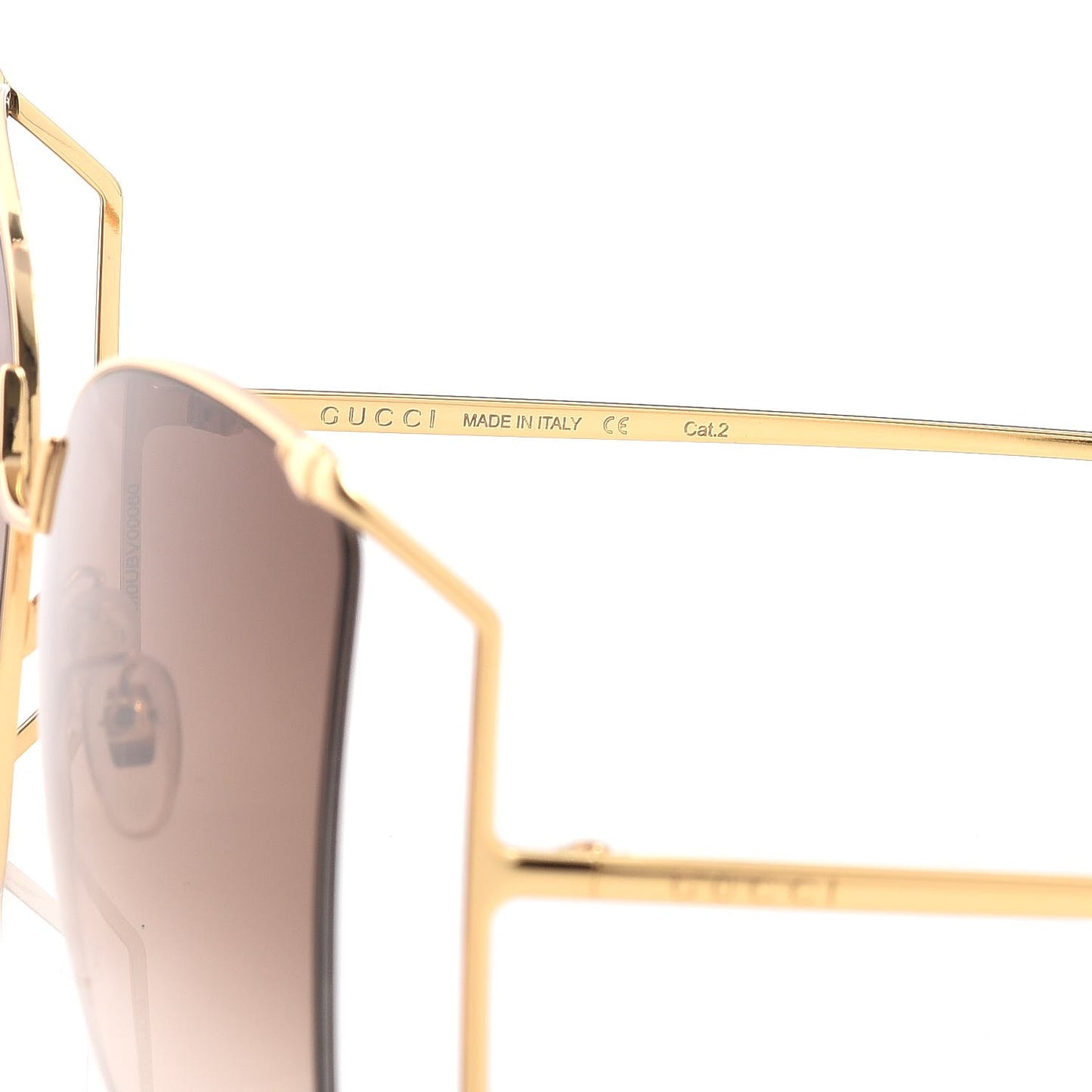 Oversized Round Sunglasses GG0252S Gold Brown