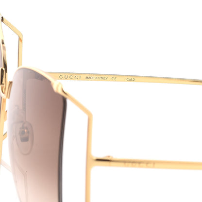 Gucci Oversized Round Sunglasses GG0252S Gold Brown 7 of 9