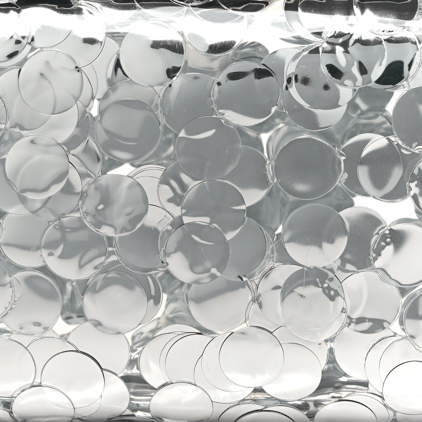 Plexi Mirror Sequin Skull Four Ring Clutch Silver