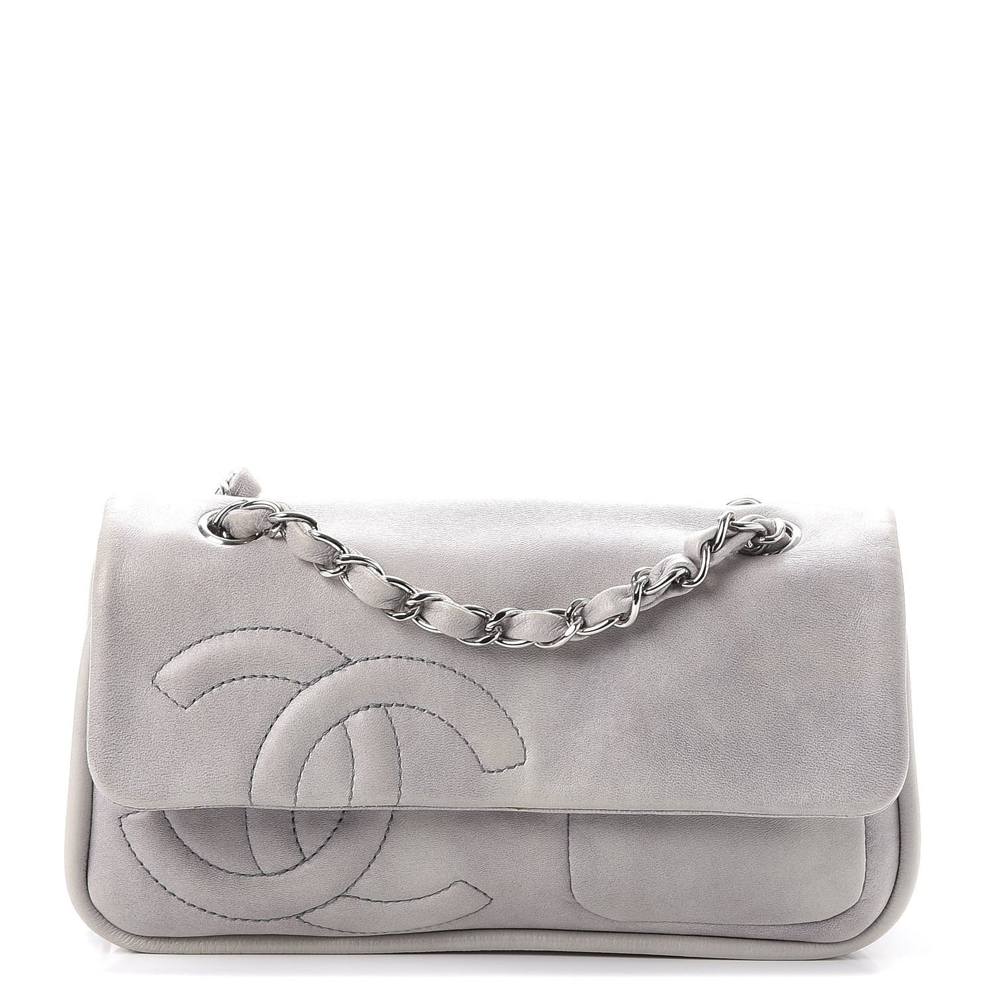 Lambskin Diagonal CC Chain Flap Grey