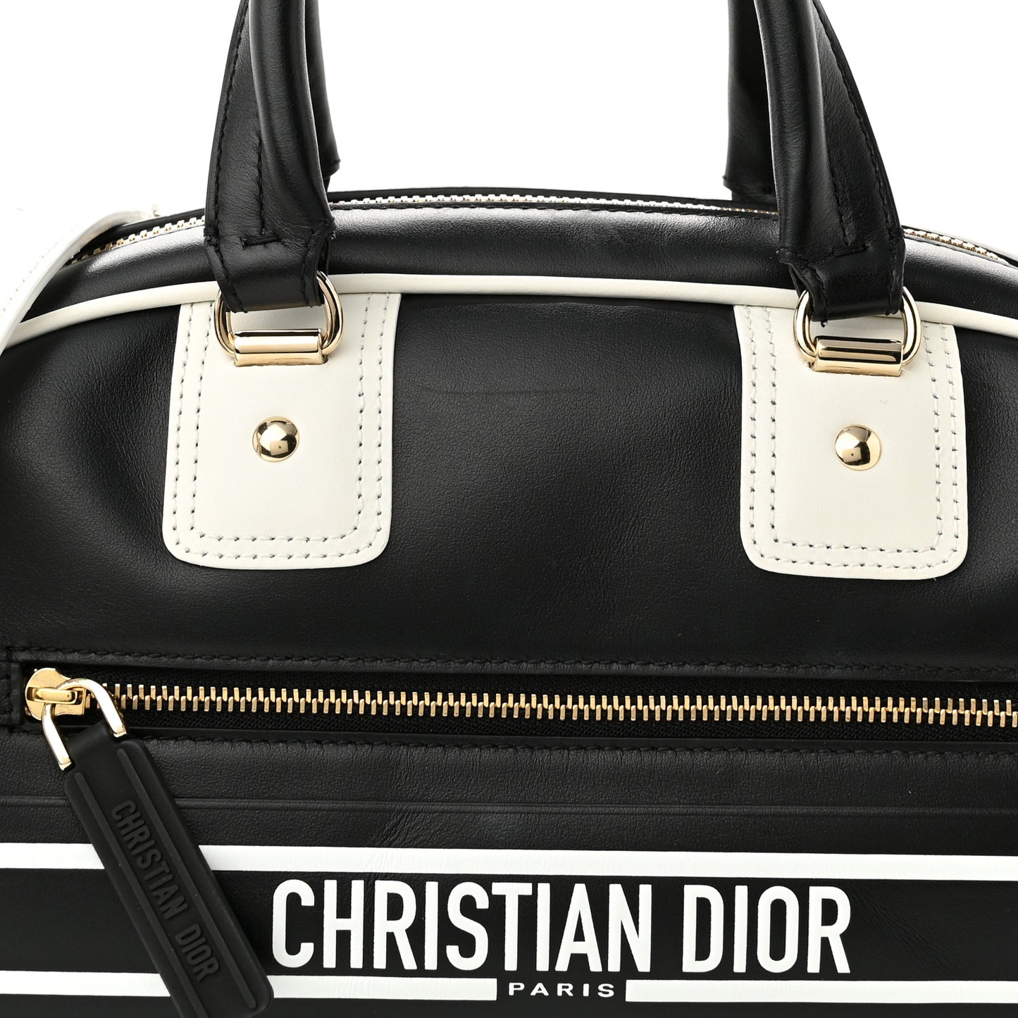 Calfskin Small Dior Vibe Zip Bowling Bag Blue White