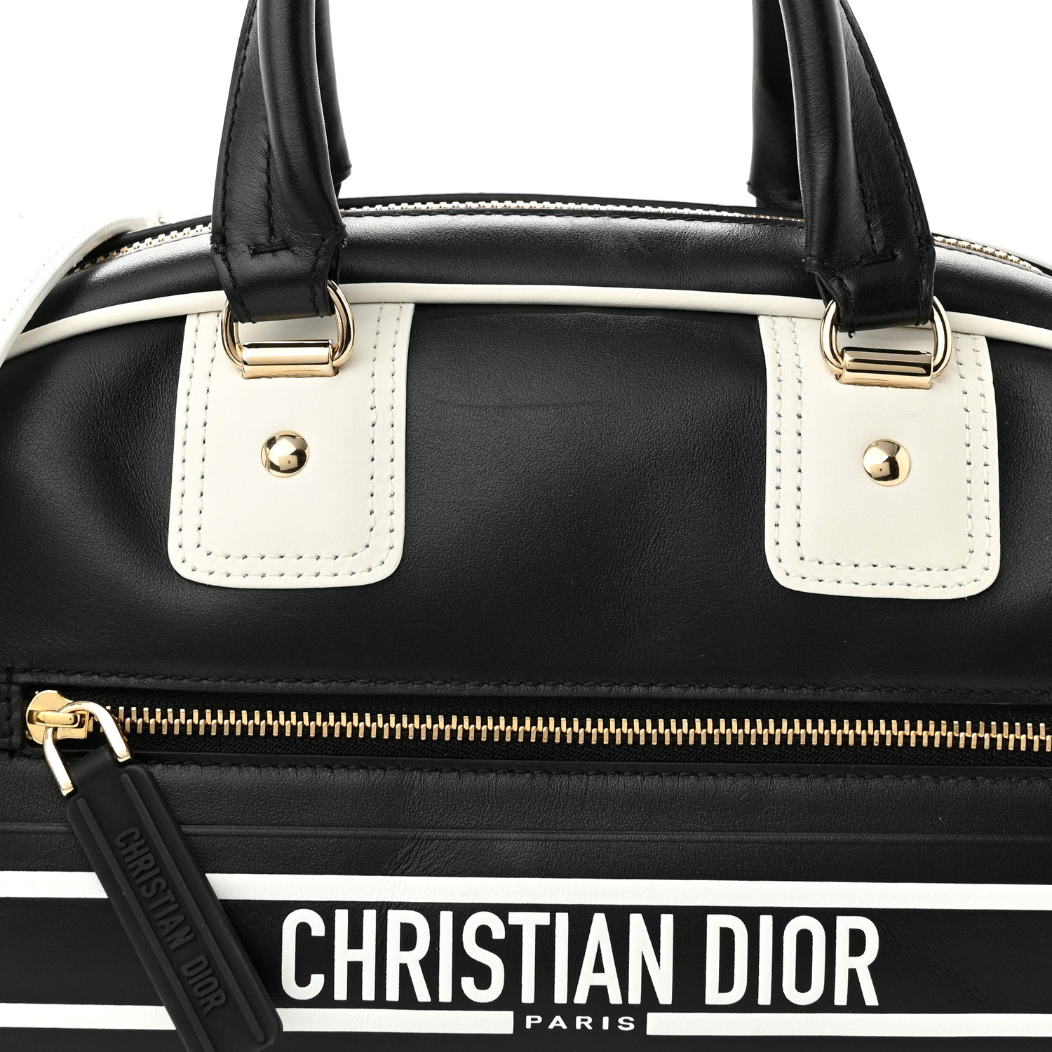 Christian Dior Calfskin Small Dior Vibe Zip Bowling Bag Blue White 7 of 10