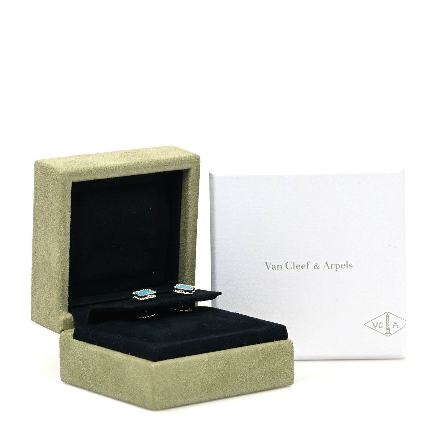 18K White Gold Turquoise Sweet Alhambra Earrings