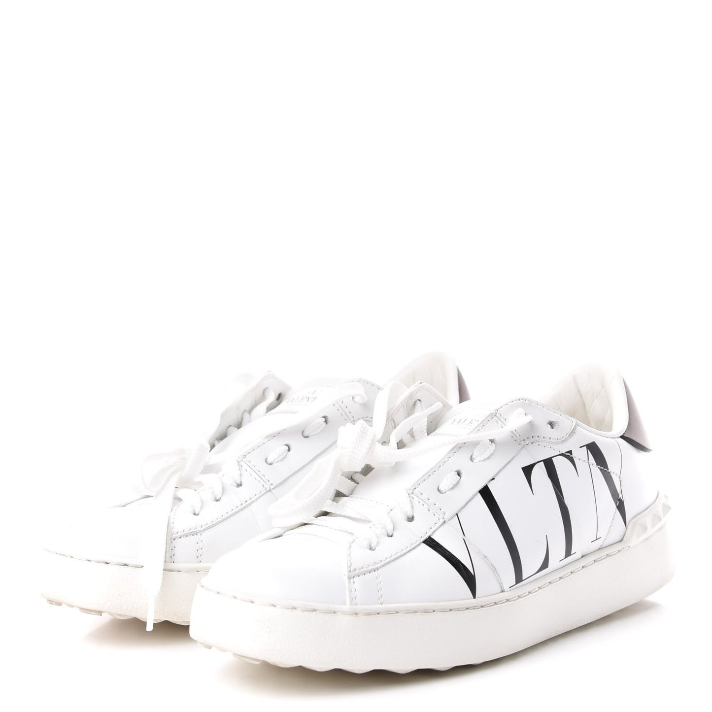 Calfskin VLTN Rockstud Open Sneakers 36.5 White