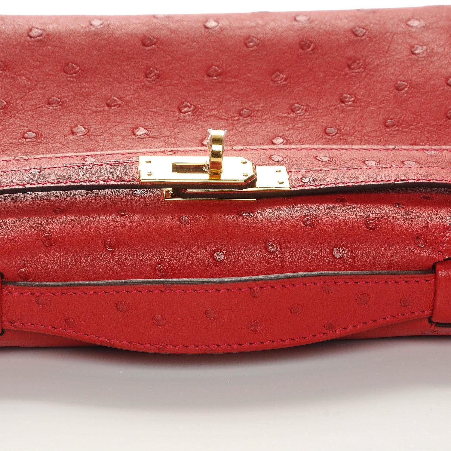 Hermes Ostrich Kelly Pochette Rouge Vif 7 of 23