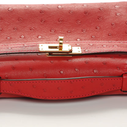 Hermes Ostrich Kelly Pochette Rouge Vif 7 of 23