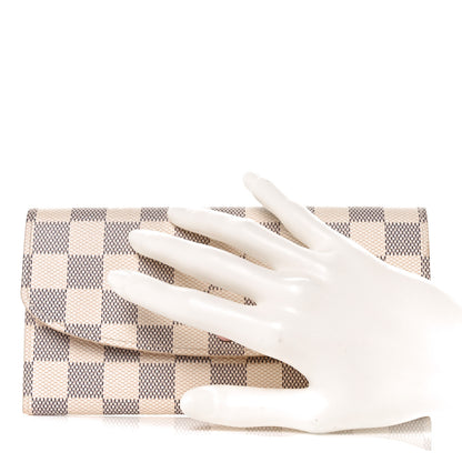 Louis Vuitton Damier Azur Emilie Wallet Rose Ballerine 2 of 7