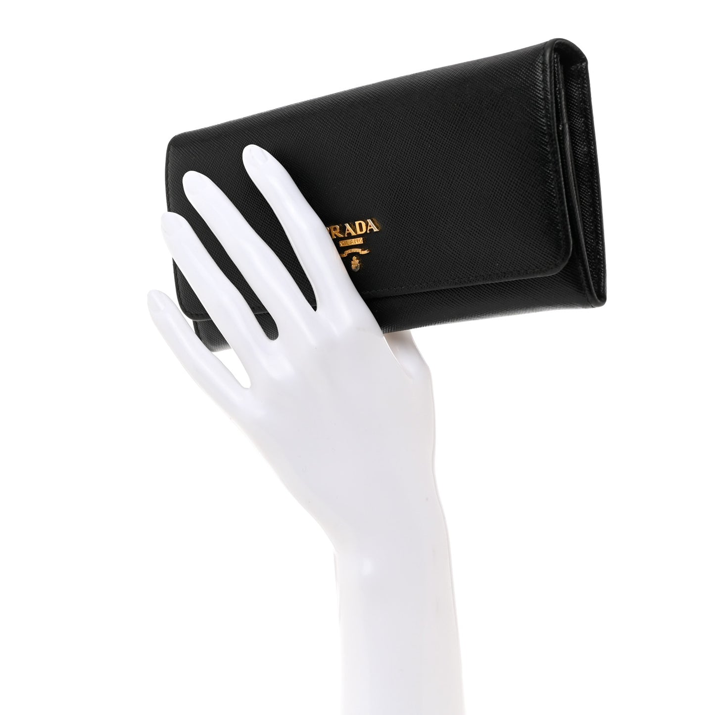 Saffiano Metal Continental Flap Wallet Black