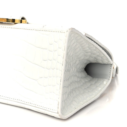 Balenciaga Calfskin Crocodile Embossed Small Hourglass Top Handle Bag White 9 of 9