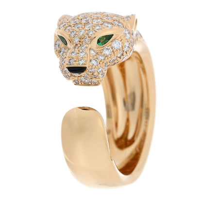 Cartier 18K Yellow Gold Diamond Onyx Emerald Panthere De Cartier Band Ring 49 5 1 of 5