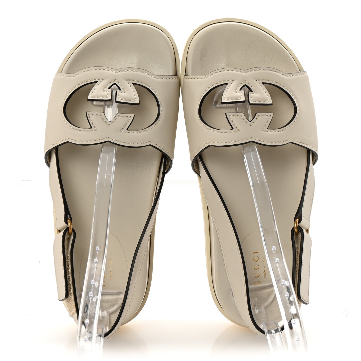 Cosmos Softy Calfskin Interlocking G Slingback Sandals 40 Mystic White