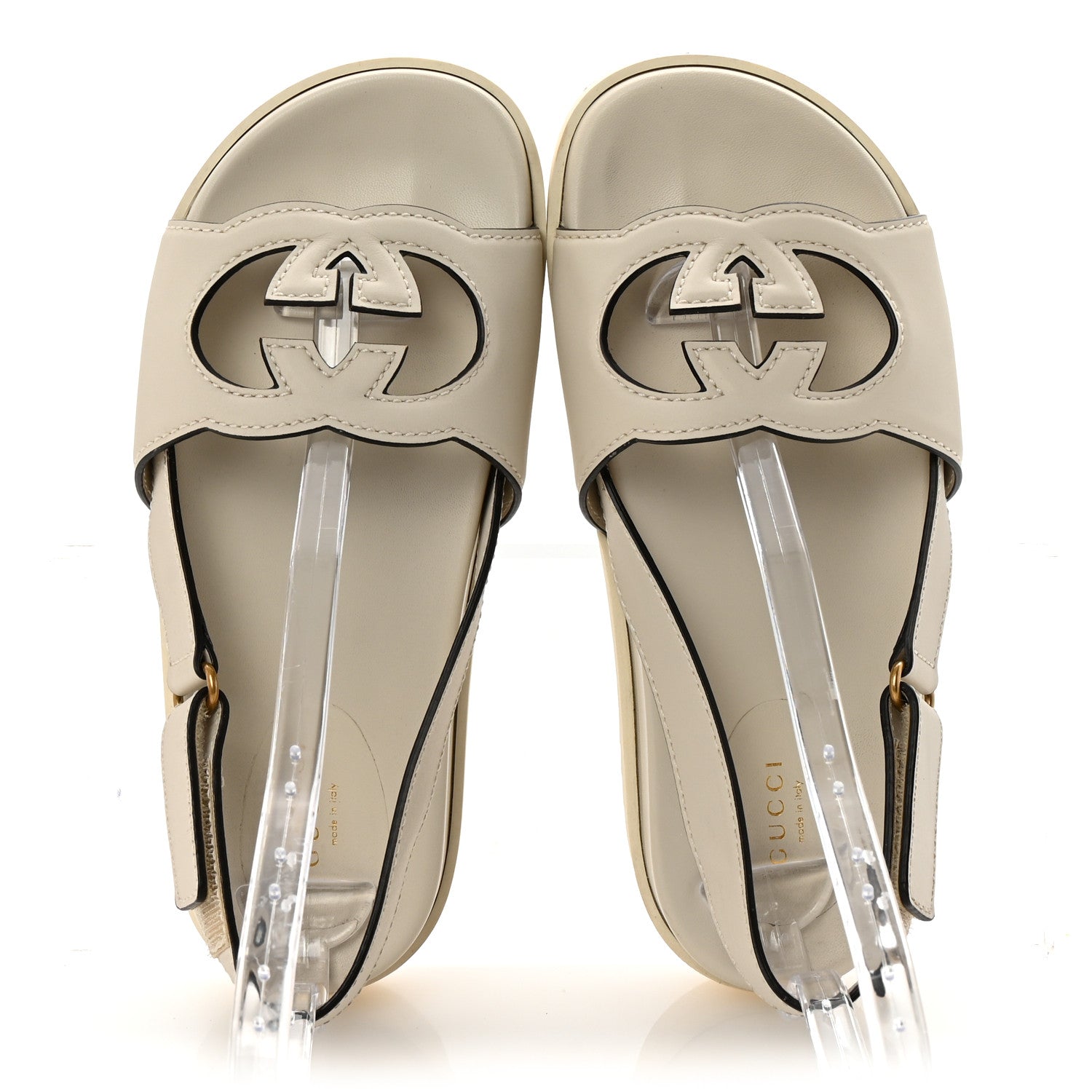 Gucci Cosmos Softy Calfskin Interlocking G Slingback Sandals 40 Mystic White 2 of 9