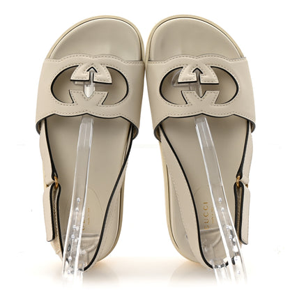 Gucci Cosmos Softy Calfskin Interlocking G Slingback Sandals 40 Mystic White 2 of 9