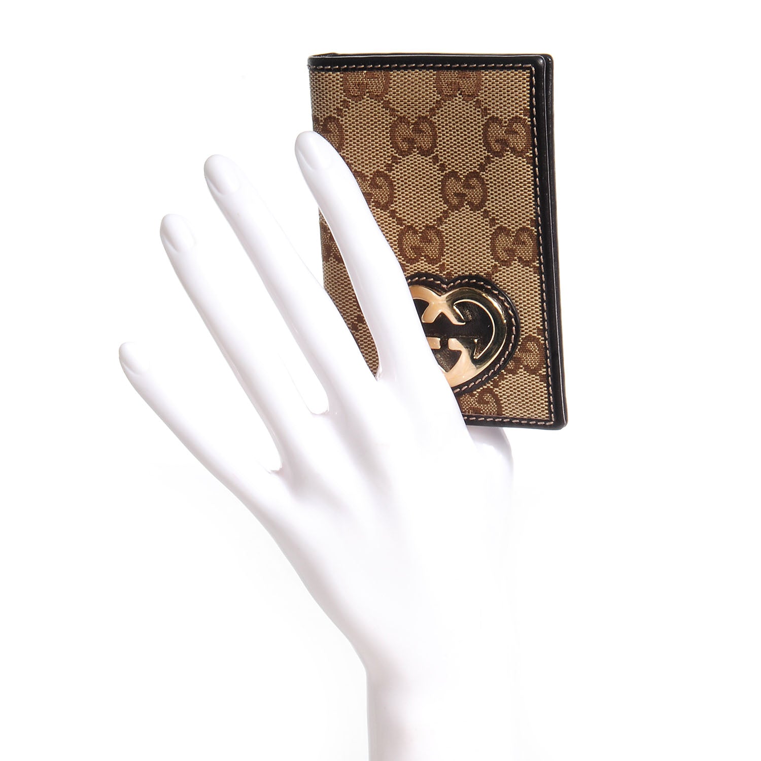 Gucci Monogram Lovely Heart Mini ID Wallet Dark Brown 2 of 7