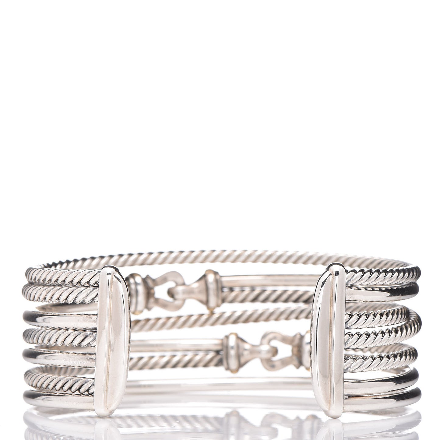 Sterling Silver 18K Yellow Gold 22mm Buckle Crossover Cuff Bracelet