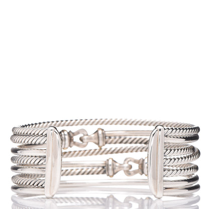 David Yurman Sterling Silver 18K Yellow Gold 22mm Buckle Crossover Cuff Bracelet 3 of 4