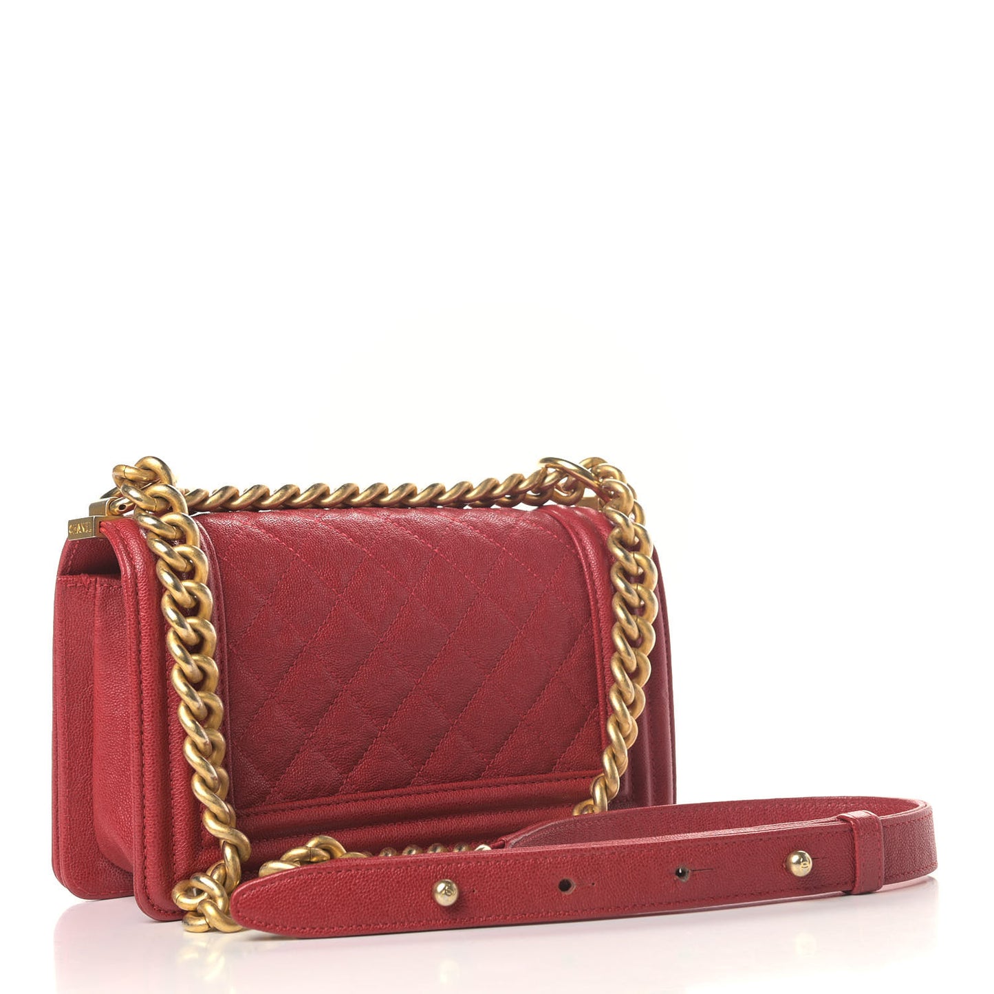 Caviar Quilted Small Boy Flap Red