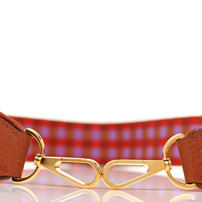 Hermes Toile Taurillon Clemence 50mm Maxi Quadrille Shoulder Strap Capucine Parme Rouge Duchess Gold 4 of 4
