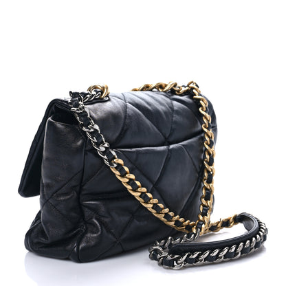 Chanel Shiny Goatskin Quilted Large Chanel 19 Flap Black 3 of 10