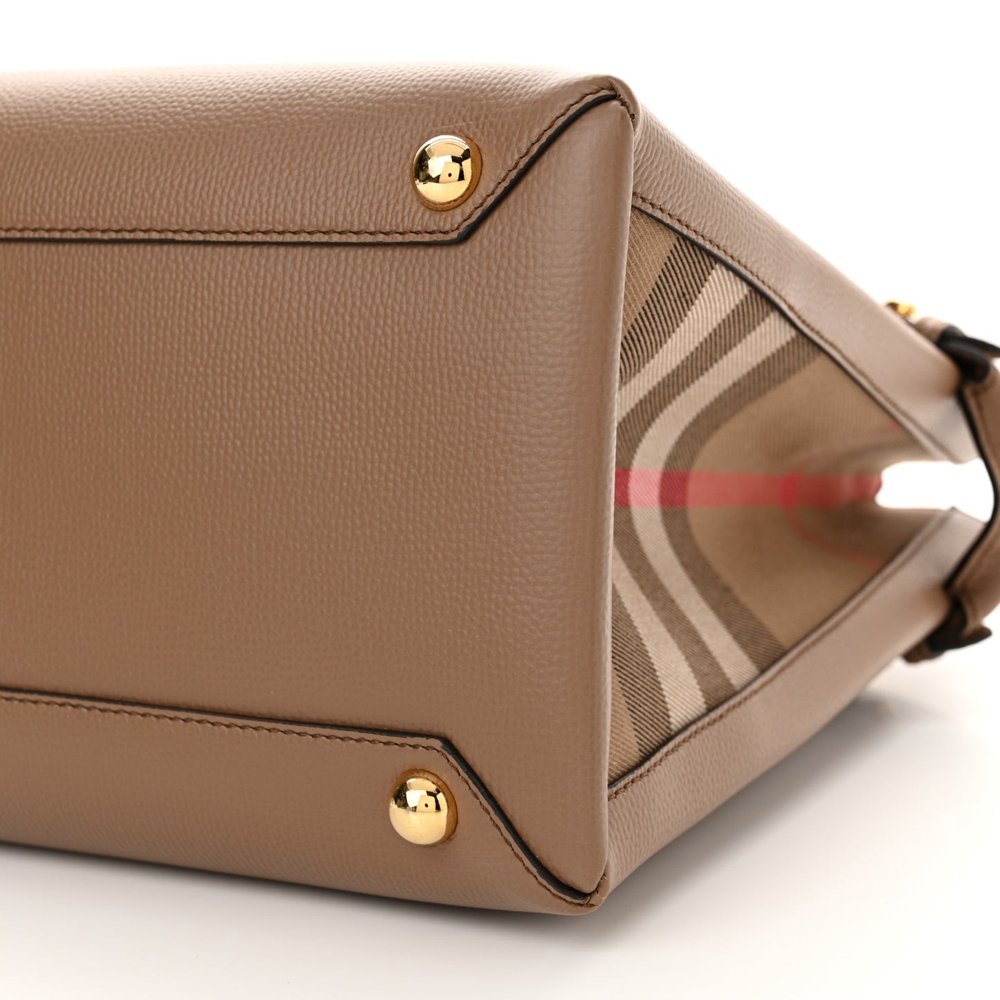 Grainy Calfskin House Check Medium Banner Tote Camel