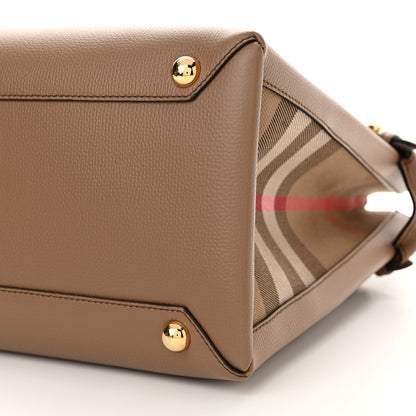 Burberry Grainy Calfskin House Check Medium Banner Tote Camel 9 of 9
