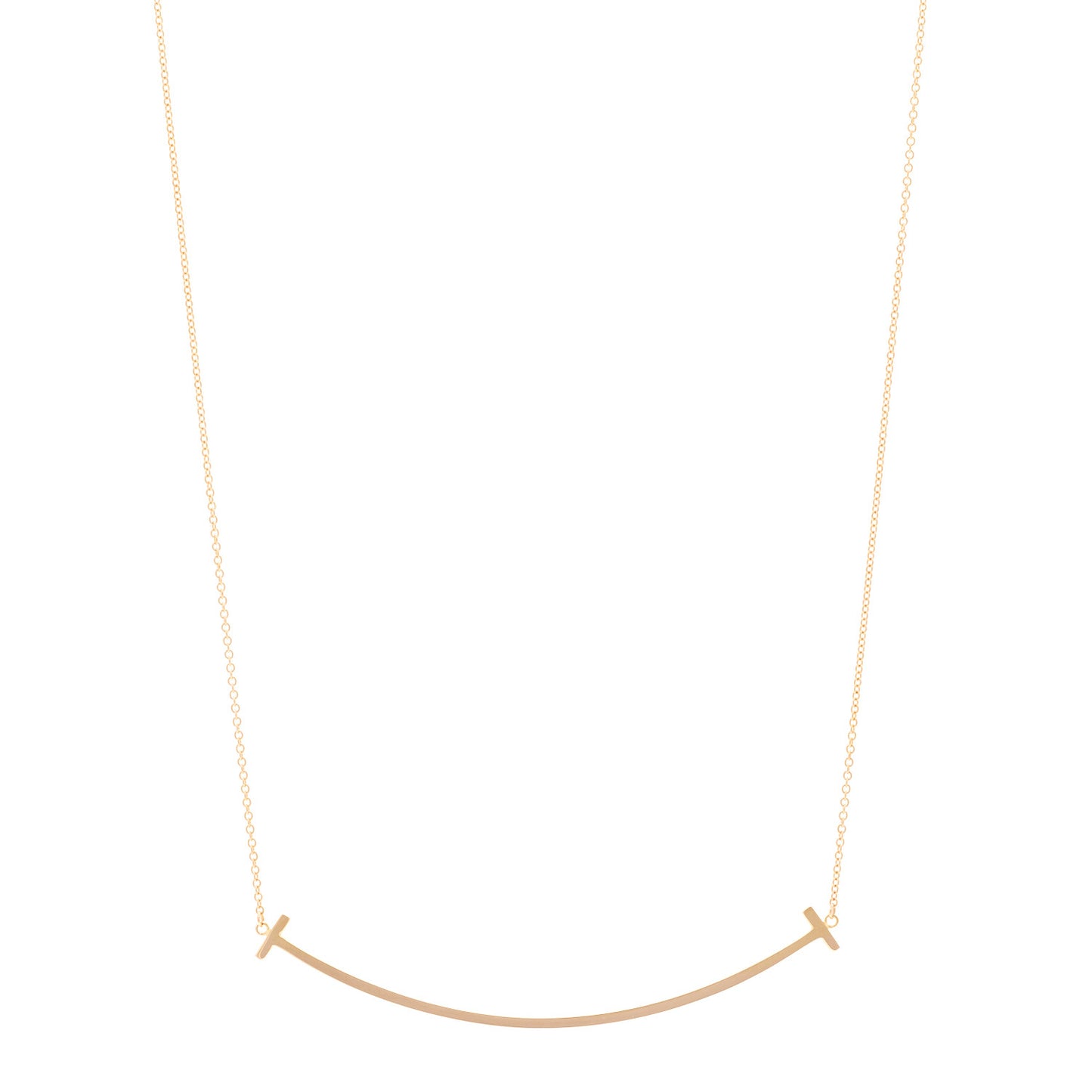 18K Rose Gold Large T Smile Pendant Necklace