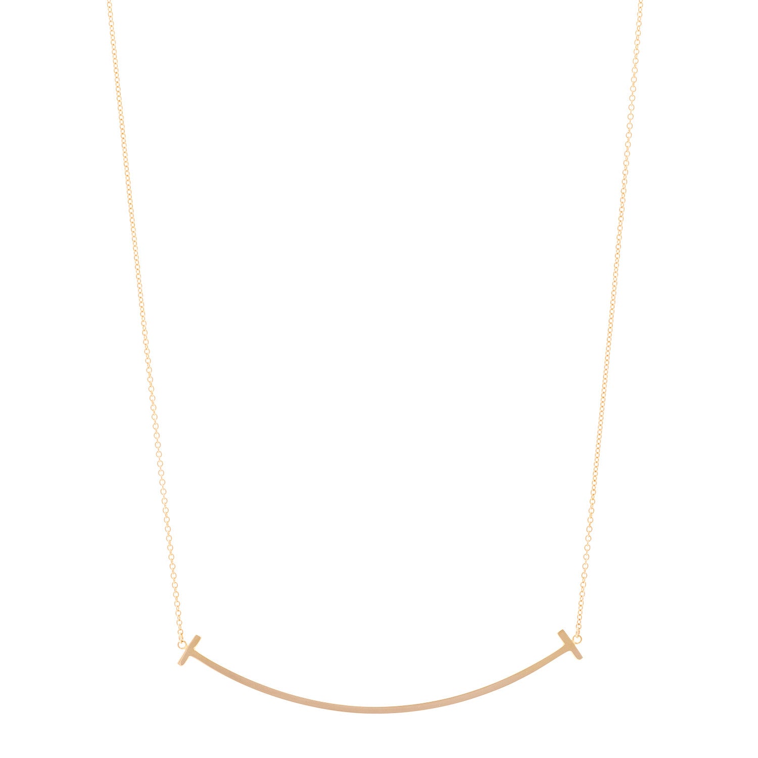 Tiffany 18K Rose Gold Large T Smile Pendant Necklace 1 of 4