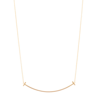 Tiffany 18K Rose Gold Large T Smile Pendant Necklace 1 of 4