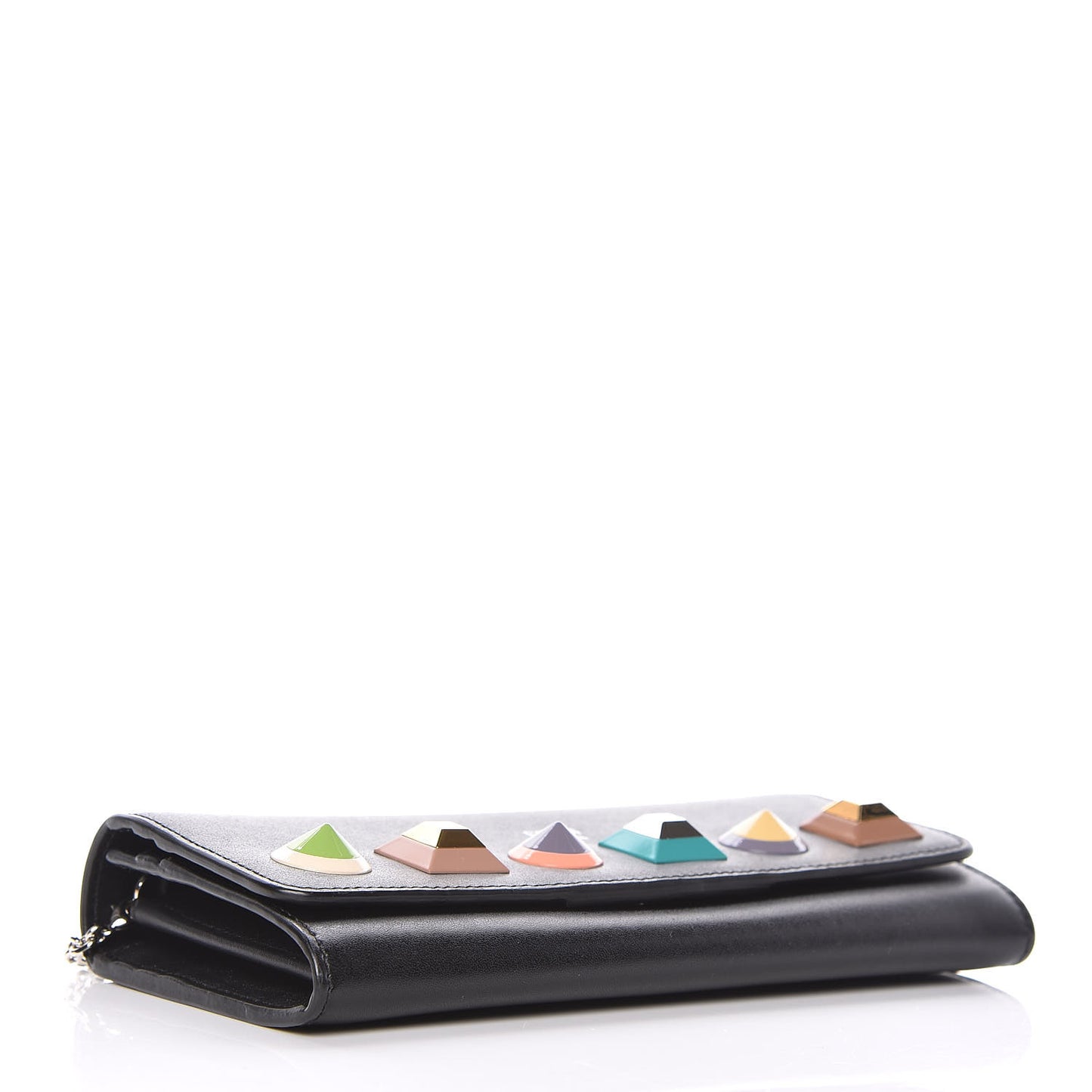 Vitello Liberty Studded Continental Wallet On Chain Black Multicolor