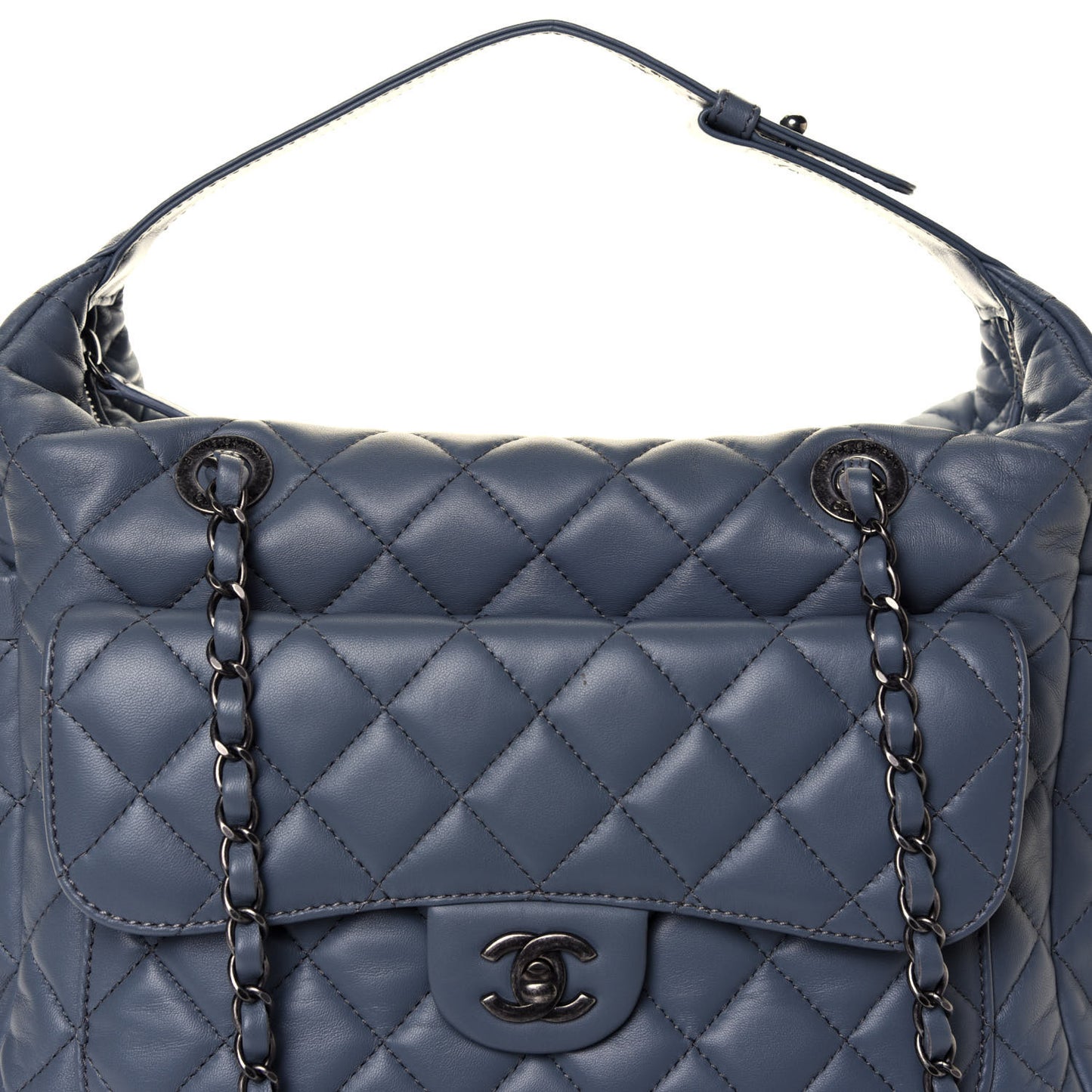 Lambskin Quilted Hobo Blue