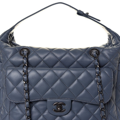 Chanel Lambskin Quilted Hobo Blue 16 of 32