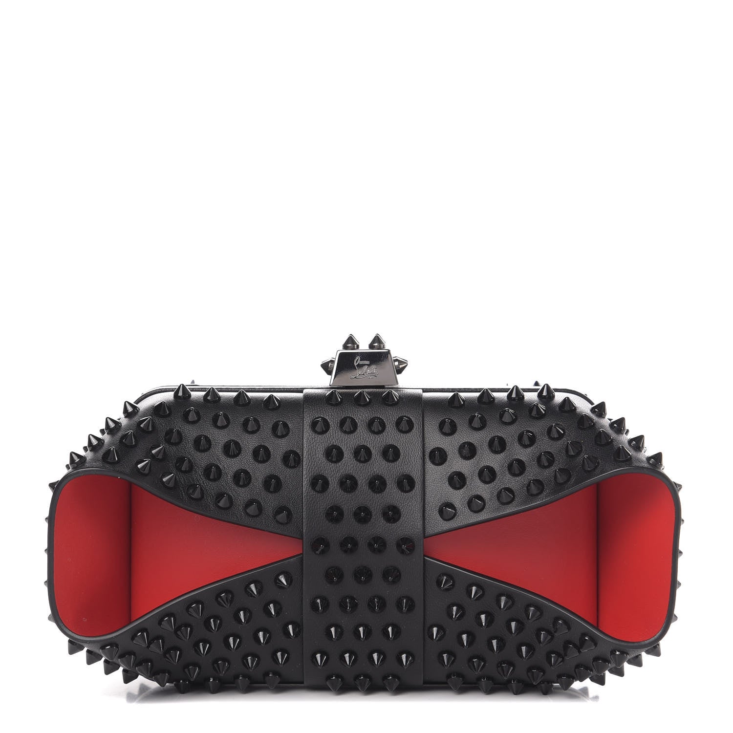 Christian Louboutin Calfskin Spikes Grandotto Clutch Black Red 1 of 6