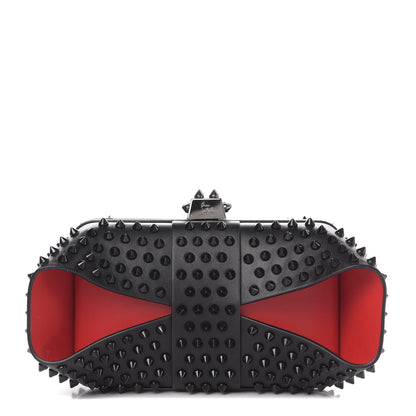 Christian Louboutin Calfskin Spikes Grandotto Clutch Black Red 1 of 6