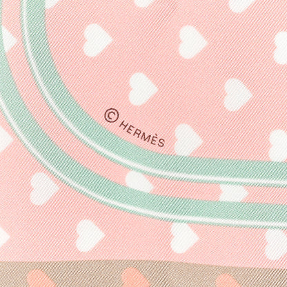 Hermes Silk Brides De Gala Love Pocket Square Beige Rose Dragee Vert Amande 3 of 4