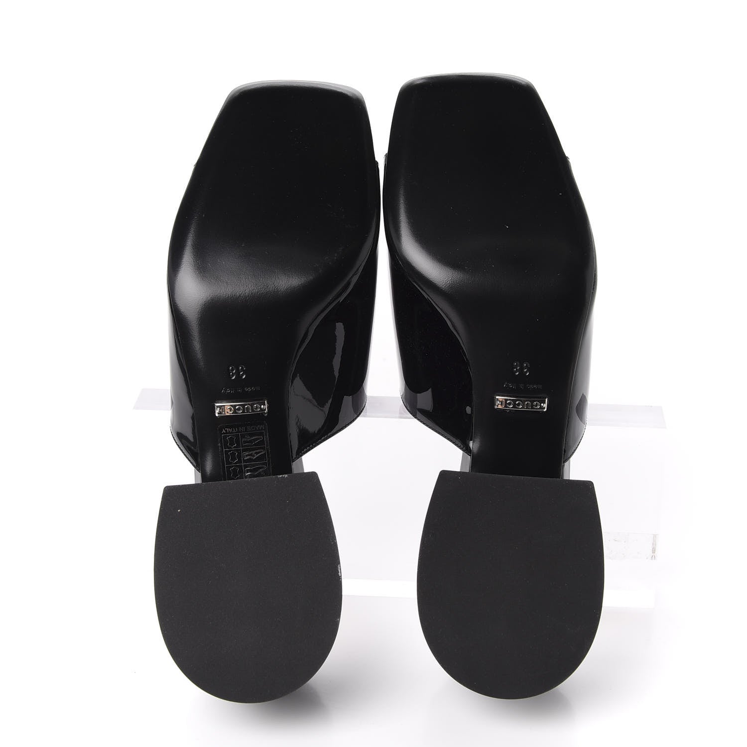 Gucci Patent Lexi Horsebit Mid-Heel Slide Sandals 38 Black 5 of 9
